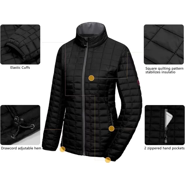 imageLittle Donkey Andy Womens Puffer Jacket Lightweight Warm Hiking Jacket with PostConsumer Synthetic InsulationUpgrade Black