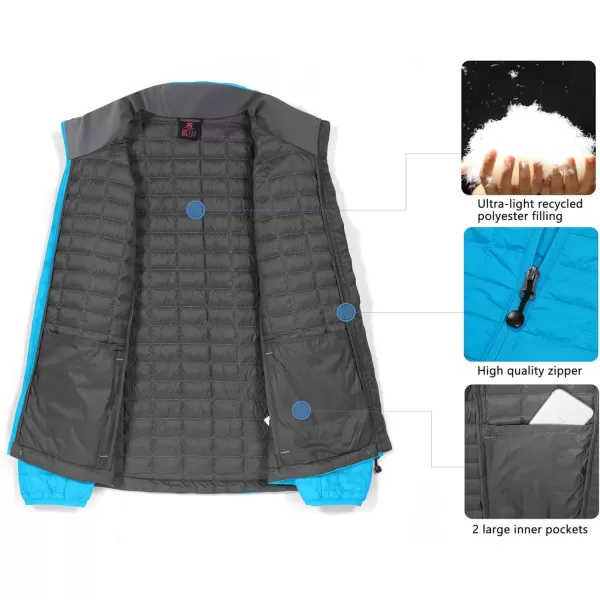 imageLittle Donkey Andy Womens Puffer Jacket Lightweight Warm Hiking Jacket with PostConsumer Synthetic InsulationUpgrade Blue