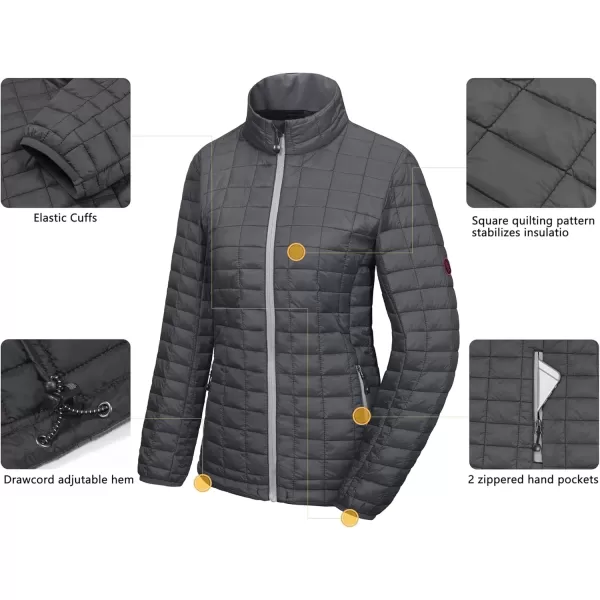 imageLittle Donkey Andy Womens Puffer Jacket Lightweight Warm Hiking Jacket with PostConsumer Synthetic InsulationUpgrade Grey
