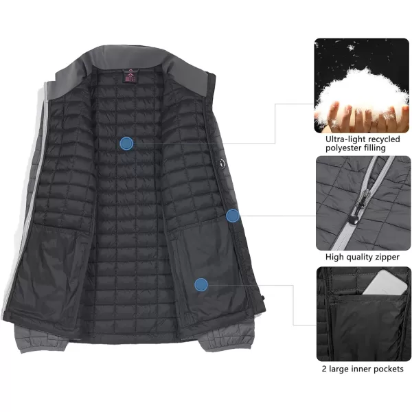imageLittle Donkey Andy Womens Puffer Jacket Lightweight Warm Hiking Jacket with PostConsumer Synthetic InsulationUpgrade Grey
