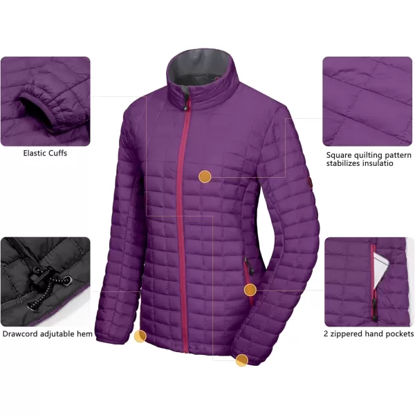 imageLittle Donkey Andy Womens Puffer Jacket Lightweight Warm Hiking Jacket with PostConsumer Synthetic InsulationUpgrade Purple