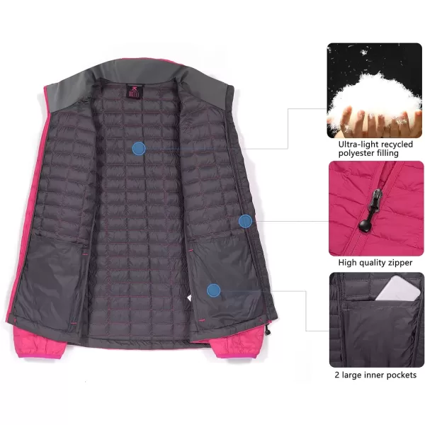 imageLittle Donkey Andy Womens Puffer Jacket Lightweight Warm Hiking Jacket with PostConsumer Synthetic InsulationUpgrade Rose