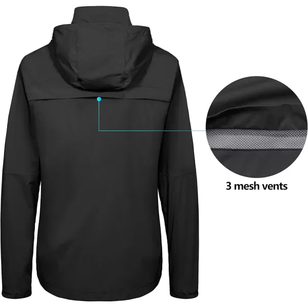 imageLittle Donkey Andy Womens Waterproof Cyling Jackets Rain Running Coats Lightweight Windproof PackableUpgraded Black