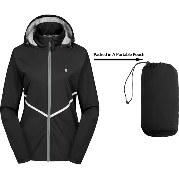 imageLittle Donkey Andy Womens Waterproof Cyling Jackets Rain Running Coats Lightweight Windproof PackableUpgraded Black