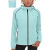 imageLittle Donkey Andy Womens Lightweight Waterproof Cycling Jacket with Removable Sleeves ampamp Hood for Biking Running GolfBlue Glow