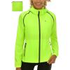 imageLittle Donkey Andy Womens Lightweight Waterproof Cycling Jacket with Removable Sleeves ampamp Hood for Biking Running GolfFluorescent Yellow