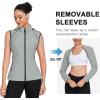 imageLittle Donkey Andy Womens Lightweight Waterproof Cycling Jacket with Removable Sleeves ampamp Hood for Biking Running GolfLight Gray