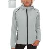 imageLittle Donkey Andy Womens Lightweight Waterproof Cycling Jacket with Removable Sleeves ampamp Hood for Biking Running GolfLight Gray