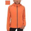 imageLittle Donkey Andy Womens Lightweight Waterproof Cycling Jacket with Removable Sleeves ampamp Hood for Biking Running GolfOrange