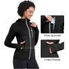 imageLittle Donkey Andy Womens Winter Lightweight Warm Fleece Running Jacket Breathable Thumbholes Thermal Hiking JacketWatchhole Black
