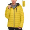 imageLittle Donkey Andy Womens Packable Lightweight Puffer Jacket Hooded Windproof Winter Coat with Recycled InsulationPackable Cyber Yellow