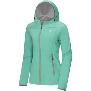imageLittle Donkey Andy Womens Lightweight Hooded Softshell Jacket for Running Travel Hiking Windproof Water RepellentAqua Green