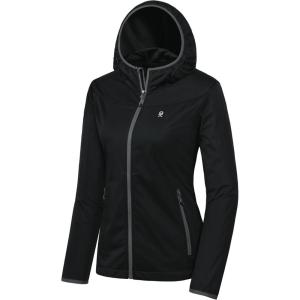 imageLittle Donkey Andy Womens Lightweight Hooded Softshell Jacket for Running Travel Hiking Windproof Water RepellentBlack
