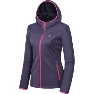 imageLittle Donkey Andy Womens Lightweight Hooded Softshell Jacket for Running Travel Hiking Windproof Water RepellentPurple
