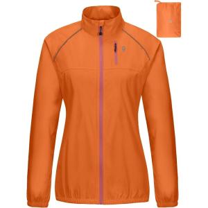 imageLittle Donkey Andy Womens Lightweight Rain Cycling Stretch Jacket with Hood Windproof and Waterproof Ultralight PackableB6upgradeorange