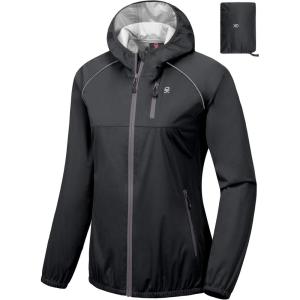 imageLittle Donkey Andy Womens Lightweight Rain Cycling Stretch Jacket with Hood Windproof and Waterproof Ultralight PackableUpgrade Hoodcharcoal
