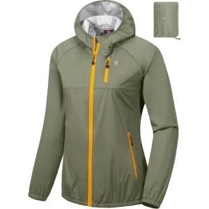 imageLittle Donkey Andy Womens Lightweight Rain Cycling Stretch Jacket with Hood Windproof and Waterproof Ultralight PackableUpgrade Hoodsage