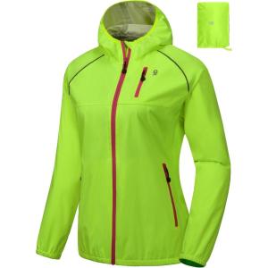 imageLittle Donkey Andy Womens Lightweight Rain Cycling Stretch Jacket with Hood Windproof and Waterproof Ultralight PackableUpgrade Hoodyellow