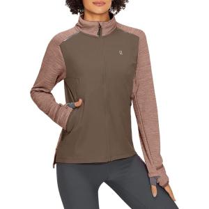 imageLittle Donkey Andy Womens Lightweight Warm Stretch Golf Jacket Full Zip Thermal Hybrid Thumbhole Running Hiking Track JacketBurnt Brick Heather