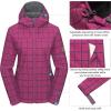 imageLittle Donkey Andy Womens Softshell Jacket Hooded Windproof Fleece Lined Jackets LightweightKraspbberry Rose Plaid