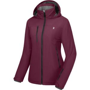 imageLittle Donkey Andy Womens Insulated Jacket with Hood Windproof Winter Ski Hiking Jacket Lightweight and WaterResistantRumba Red