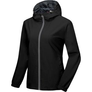 imageLittle Donkey Andy Womens Lightweight Windbreaker Jacket Breathable Windproof Jacket Hiking Running Golf UPF50A1black