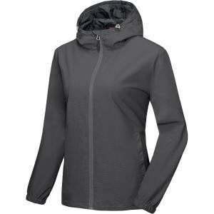 imageLittle Donkey Andy Womens Lightweight Windbreaker Jacket Breathable Windproof Jacket Hiking Running Golf UPF50A2grey