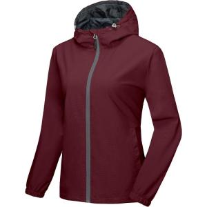 imageLittle Donkey Andy Womens Lightweight Windbreaker Jacket Breathable Windproof Jacket Hiking Running Golf UPF50A3dark Red