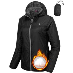 imageLittle Donkey Andy Womens Packable Lightweight Running Jacket Water Resistant Hooded Windbreaker for Hiking Cycling CampingB Insulation Black