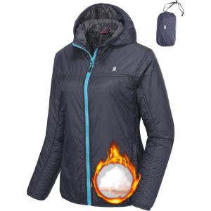 imageLittle Donkey Andy Womens Packable Lightweight Running Jacket Water Resistant Hooded Windbreaker for Hiking Cycling CampingB Insulation Navy Blue