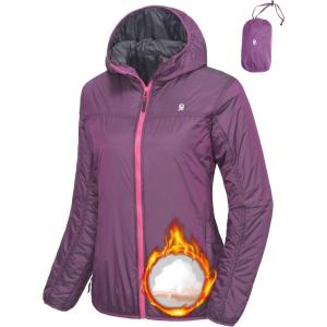 imageLittle Donkey Andy Womens Packable Lightweight Running Jacket Water Resistant Hooded Windbreaker for Hiking Cycling CampingB Insulation Purple