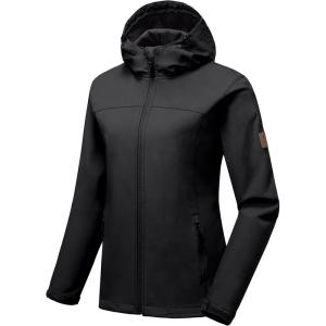 imageLittle Donkey Andy Womens Softshell Jacket Hooded Windproof Fleece Lined Jackets LightweightAblack