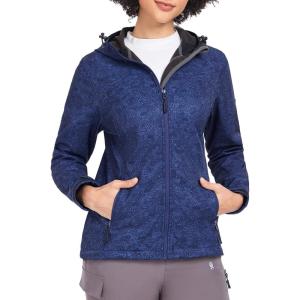 imageLittle Donkey Andy Womens Softshell Jacket Hooded Windproof Fleece Lined Jackets LightweightEblue Floral