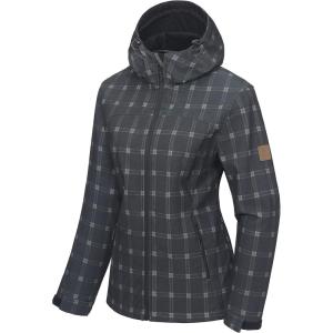 imageLittle Donkey Andy Womens Softshell Jacket Hooded Windproof Fleece Lined Jackets LightweightHblack Plaid