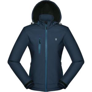 imageLittle Donkey Andy Womens Softshell Jacket Ski Snowboarding Jacket with Removable Hood Fleece LinedDark Blue1