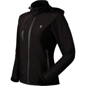imageLittle Donkey Andy Womens Softshell Jacket Ski Snowboarding Jacket with Removable Hood Fleece LinedUpgrade Black