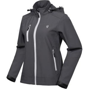 imageLittle Donkey Andy Womens Softshell Jacket Ski Snowboarding Jacket with Removable Hood Fleece LinedUpgrade Gray