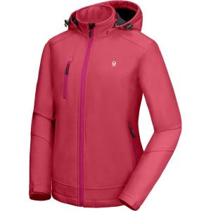 imageLittle Donkey Andy Womens Softshell Jacket Ski Snowboarding Jacket with Removable Hood Fleece LinedUpgrade Watermelon