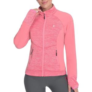 imageLittle Donkey Andy Womens Warm Lightweight Running Jacket Full Zip Fleece Hybrid Coat for Golf HikingRose Red Heather