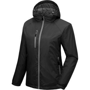 imageLittle Donkey Andy Womens Warm Recycle Insulated Jacket Hooded Lightweight Windproof Winter Coat Hiking TravelBlack