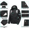 imageLittle Donkey Andy Mens Waterproof Running Cycling Rain Jacket Reflective Raincoats Packable WindbreakerRemovable HoodBlack