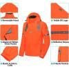 imageLittle Donkey Andy Mens Waterproof Running Cycling Rain Jacket Reflective Raincoats Packable WindbreakerRemovable HoodFluorescent Orange