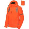 imageLittle Donkey Andy Mens Waterproof Running Cycling Rain Jacket Reflective Raincoats Packable WindbreakerRemovable HoodFluorescent Orange