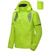 imageLittle Donkey Andy Mens Waterproof Running Cycling Rain Jacket Reflective Raincoats Packable WindbreakerRemovable HoodFluorescent Yellow