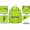 imageLittle Donkey Andy Mens Waterproof Running Cycling Rain Jacket Reflective Raincoats Packable WindbreakerRemovable HoodFluorescent Yellow