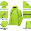 imageLittle Donkey Andy Mens Waterproof Running Cycling Rain Jacket Reflective Raincoats Packable WindbreakerRemovable HoodFluorescent Yellow