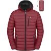 imageLittle Donkey Andy Mens Packable Puffer Jacket Lightweight Hooded Windproof Winter Coat with Recycled InsulationDark Red