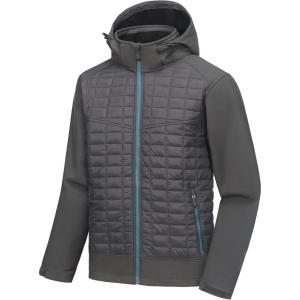 imageLittle Donkey Andy Mens Lightweight Insulated Hybrid Jacket for Hiking Running Ski Thermal Warm with Removable HoodGray
