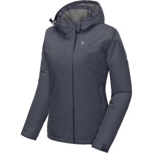 imageLittle Donkey Andy Womens Waterproof Ski Snowboarding Jacket Windproof Warm Coat with Detachable HoodBlack Heather