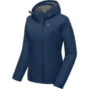 imageLittle Donkey Andy Womens Waterproof Ski Snowboarding Jacket Windproof Warm Coat with Detachable HoodBlue Heather